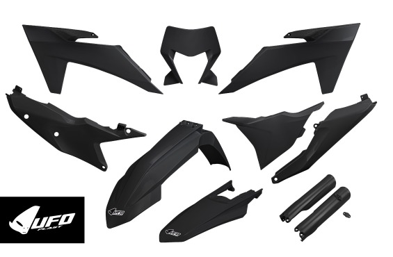 Full Plastic Kit black compatible Ktm EXC 150/XC W150 / XC W150TPI - EXC 250/XC W250 - EXC-F 250/XCF W250 - EXC 300/XC W300 ...